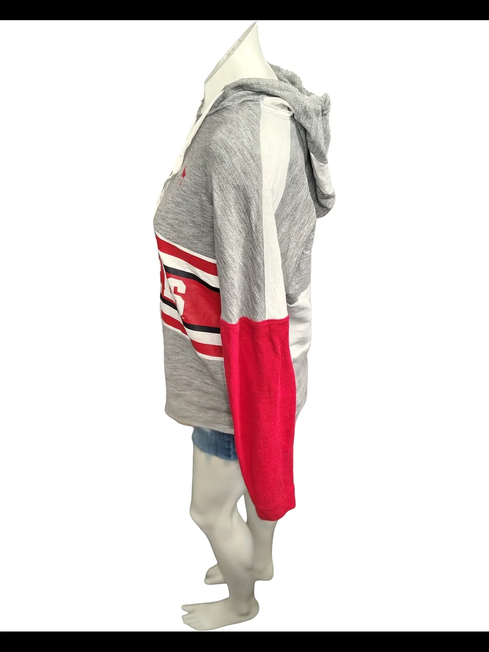 PINK Victoria's Secret Grey, Red & White 'Rebels' Pullover Hoodie